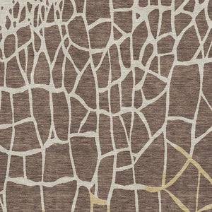 HomeRoots 10' Modern Abstract Geometric Washable Area Rug in Brown, Beige & Gold with UV Protection – Durable Elegance for Busy Homes 682265