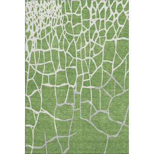 HomeRoots 8' X 10' Modern Green Ivory Gray Abstract Geometric Washable Area Rug - Stain Resistant & UV Safe! 682269