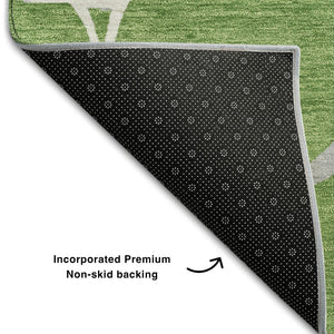 HomeRoots 8' X 10' Modern Green Ivory Gray Abstract Geometric Washable Area Rug - Stain Resistant & UV Safe! 682269