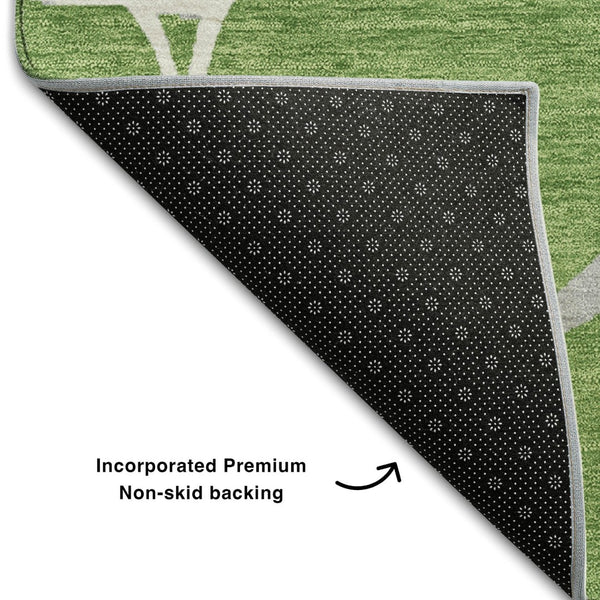HomeRoots 8' X 10' Modern Green Ivory Gray Abstract Geometric Washable Area Rug - Stain Resistant & UV Safe! 682269