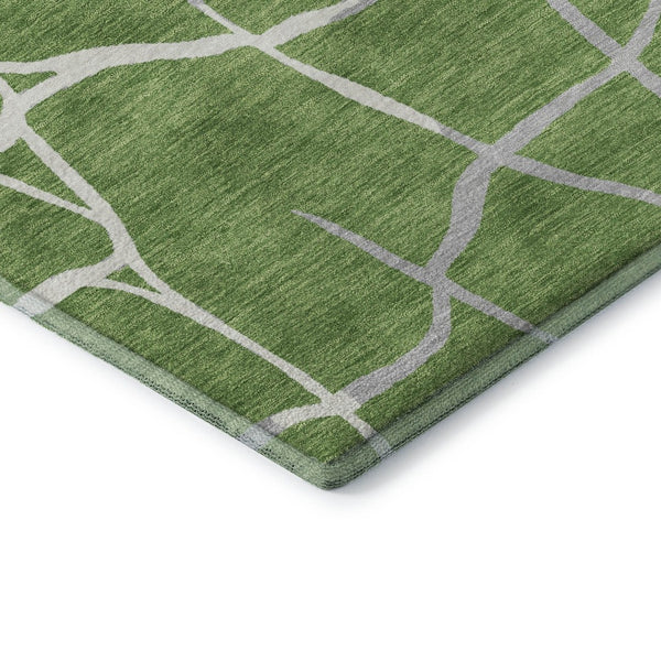 HomeRoots 8' X 10' Modern Green Ivory Gray Abstract Geometric Washable Area Rug - Stain Resistant & UV Safe! 682269