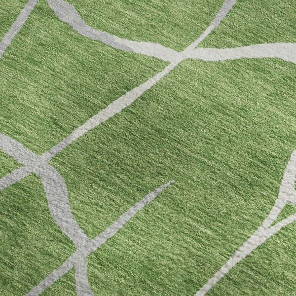 HomeRoots 8' X 10' Modern Green Ivory Gray Abstract Geometric Washable Area Rug - Stain Resistant & UV Safe! 682269