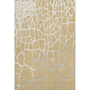HomeRoots 10' X 14' Gold Ivory Gray Abstract Geometric Washable Area Rug - Stylish, Durable, UV Protected Design 682277