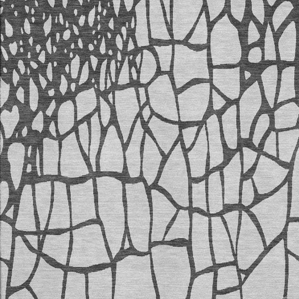 HomeRoots 8' X 10' Gray Charcoal & Silver Abstract Geometric Washable Area Rug - UV Protected & Stain Resistant 682281