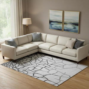 HomeRoots 9' X 12' Gray Charcoal & Silver Abstract Geometric Area Rug – Washable, UV-Protected, Stylish Design 682282