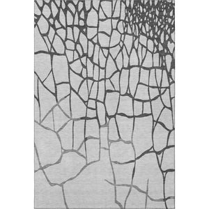 HomeRoots 9' X 12' Gray Charcoal & Silver Abstract Geometric Area Rug – Washable, UV-Protected, Stylish Design 682282