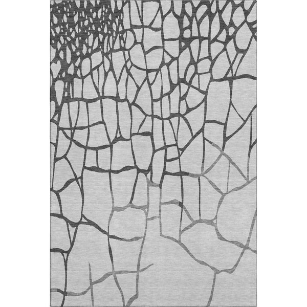 HomeRoots 10' X 14' Modern Gray Charcoal Abstract Area Rug - Washable, UV Protected, Durable for Busy Homes 682283