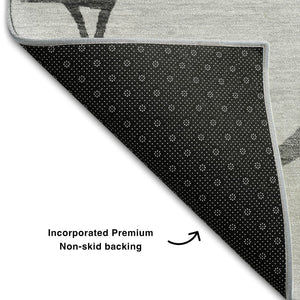 HomeRoots 10' X 14' Modern Gray Charcoal Abstract Area Rug - Washable, UV Protected, Durable for Busy Homes 682283