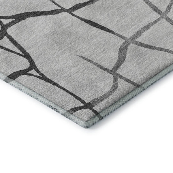 HomeRoots 10' X 14' Modern Gray Charcoal Abstract Area Rug - Washable, UV Protected, Durable for Busy Homes 682283