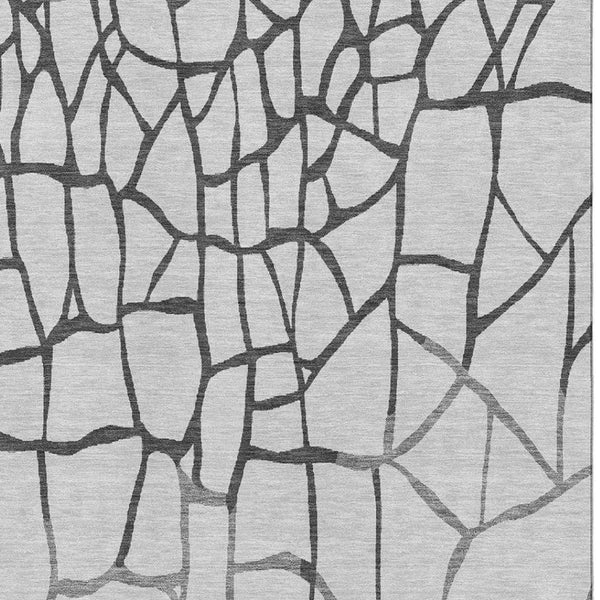 HomeRoots 10' X 14' Modern Gray Charcoal Abstract Area Rug - Washable, UV Protected, Durable for Busy Homes 682283