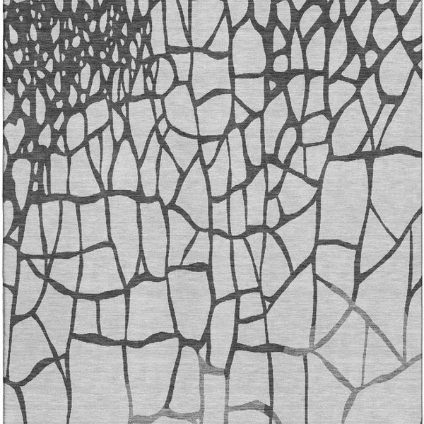 HomeRoots 10' X 14' Modern Gray Charcoal Abstract Area Rug - Washable, UV Protected, Durable for Busy Homes 682283