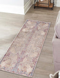 Unique Loom Deepa Babble Machine Made Abstract Rug Ivory, Blue/Ivory/Gold/Light Blue/Purple 2' 6" x 12' 2"