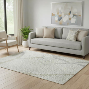 HomeRoots 5' X 8' Washable Ivory Taupe Gray Abstract Area Rug – Durable, UV-Protected, Perfect for Busy Homes! 682285