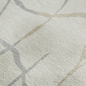 HomeRoots 5' X 8' Washable Ivory Taupe Gray Abstract Area Rug – Durable, UV-Protected, Perfect for Busy Homes! 682285