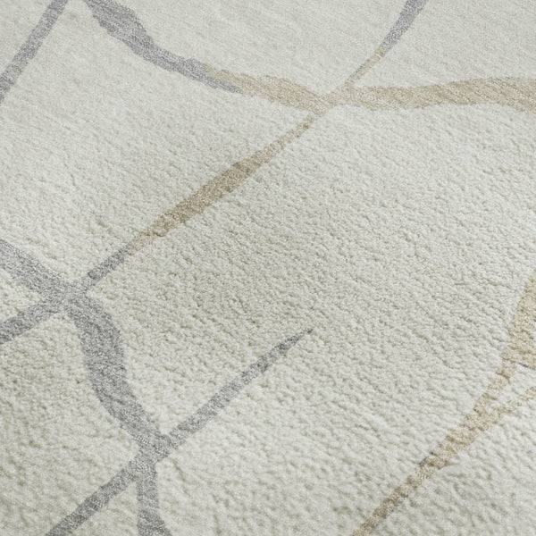 HomeRoots 5' X 8' Washable Ivory Taupe Gray Abstract Area Rug – Durable, UV-Protected, Perfect for Busy Homes! 682285