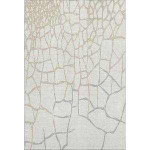 HomeRoots 9' X 12' Abstract Geometric Area Rug in Ivory Taupe & Gray – Durable, Washable, UV Protected Design 682288