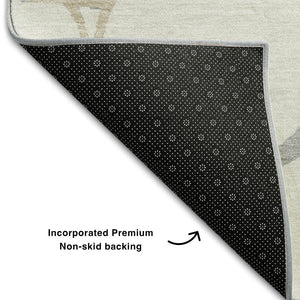 HomeRoots 9' X 12' Abstract Geometric Area Rug in Ivory Taupe & Gray – Durable, Washable, UV Protected Design 682288