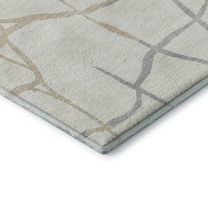 HomeRoots 9' X 12' Abstract Geometric Area Rug in Ivory Taupe & Gray – Durable, Washable, UV Protected Design 682288
