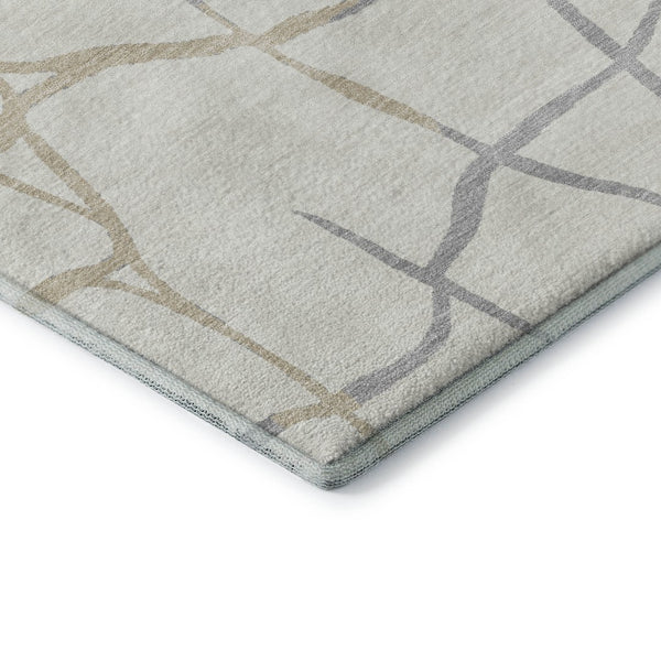 HomeRoots 9' X 12' Abstract Geometric Area Rug in Ivory Taupe & Gray – Durable, Washable, UV Protected Design 682288