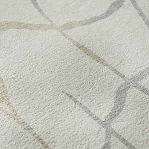 HomeRoots 9' X 12' Abstract Geometric Area Rug in Ivory Taupe & Gray – Durable, Washable, UV Protected Design 682288