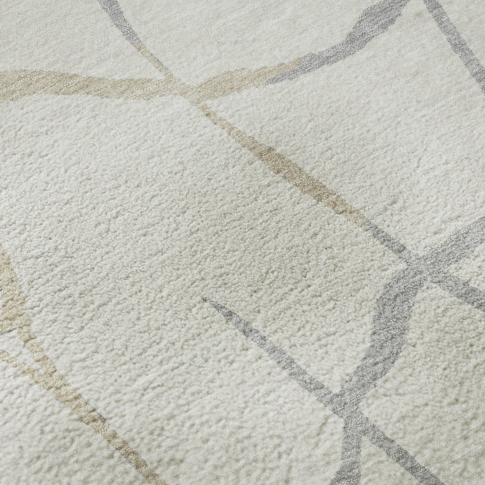 HomeRoots 10' X 14' Ivory Taupe & Gray Abstract Area Rug - Washable, UV-Protected for High-Traffic Spaces 682289