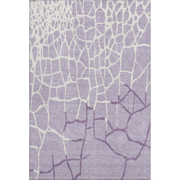 HomeRoots 9' X 12' Stylish Lavender & Ivory Abstract Geometric Washable Area Rug with UV Protection & Comfort 682294