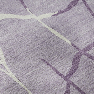 HomeRoots 9' X 12' Stylish Lavender & Ivory Abstract Geometric Washable Area Rug with UV Protection & Comfort 682294