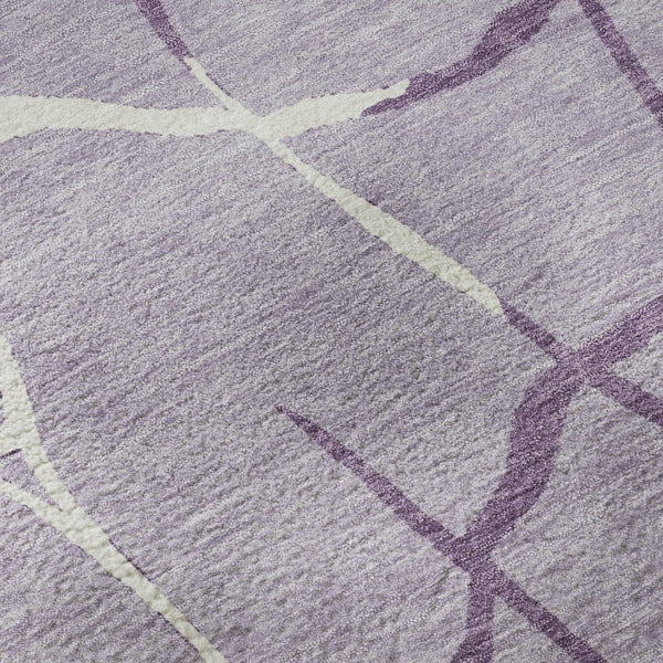 HomeRoots 9' X 12' Stylish Lavender & Ivory Abstract Geometric Washable Area Rug with UV Protection & Comfort 682294