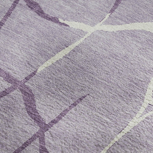HomeRoots 9' X 12' Stylish Lavender & Ivory Abstract Geometric Washable Area Rug with UV Protection & Comfort 682294
