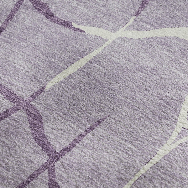 HomeRoots 9' X 12' Stylish Lavender & Ivory Abstract Geometric Washable Area Rug with UV Protection & Comfort 682294