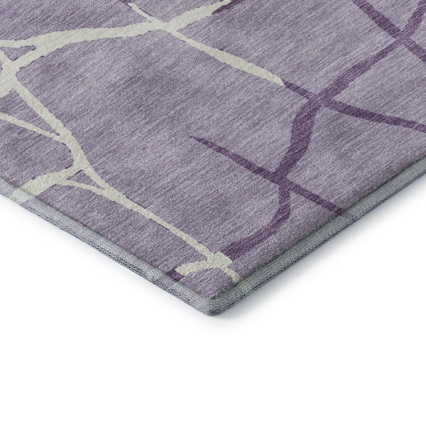 HomeRoots 10' X 14' Lavender & Ivory Abstract Geometric Area Rug - Washable, UV-Protected, Family-Friendly Comfort 682295
