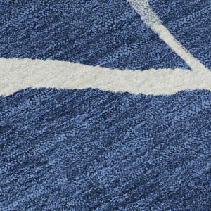HomeRoots 5' X 8' Navy Blue & Ivory Abstract Area Rug – Washable, Stain Resistant, UV Protected for Modern Homes 682297
