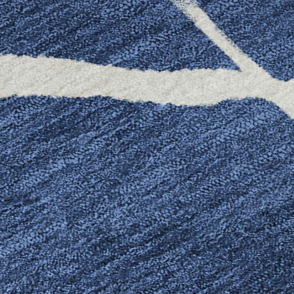 HomeRoots 8' X 10' Navy Blue & Ivory Abstract Geometric Area Rug – Washable, UV Protected, Stain Resistant Design 682299