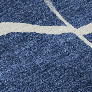 HomeRoots 8' X 10' Navy Blue & Ivory Abstract Geometric Area Rug – Washable, UV Protected, Stain Resistant Design 682299