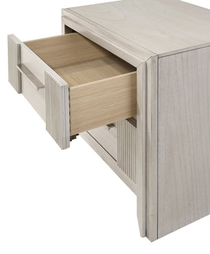 English Elm 1pc Contemporary Nightstand with Two Spacious Drawers in Mist White Finish for Modern Bedrooms Antique White 20 L x 27 W x 27 H B2741P404842