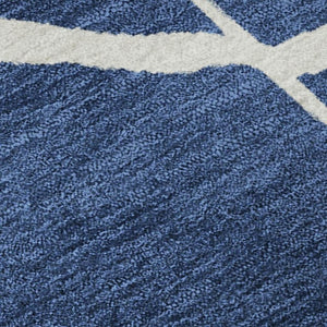 HomeRoots 9' X 12' Navy Blue & Ivory Abstract Geometric Area Rug – Washable, UV-Protected, Family-Friendly Decor 682300