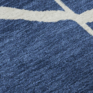 HomeRoots 10' X 14' Navy Blue & Ivory Abstract Geometric Area Rug - Washable, UV Protected for Indoor/Outdoor Use 682301