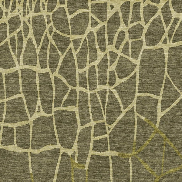 HomeRoots 5' X 8' Olive Green & Beige Abstract Geometric Area Rug – Washable, UV Protected, Durable & Stylish 682303