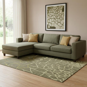 HomeRoots 8' X 10' Stylish Olive Green & Beige Abstract Geometric Area Rug - Washable, UV Protected & Durable! 682305