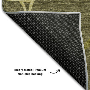 HomeRoots 8' X 10' Stylish Olive Green & Beige Abstract Geometric Area Rug - Washable, UV Protected & Durable! 682305