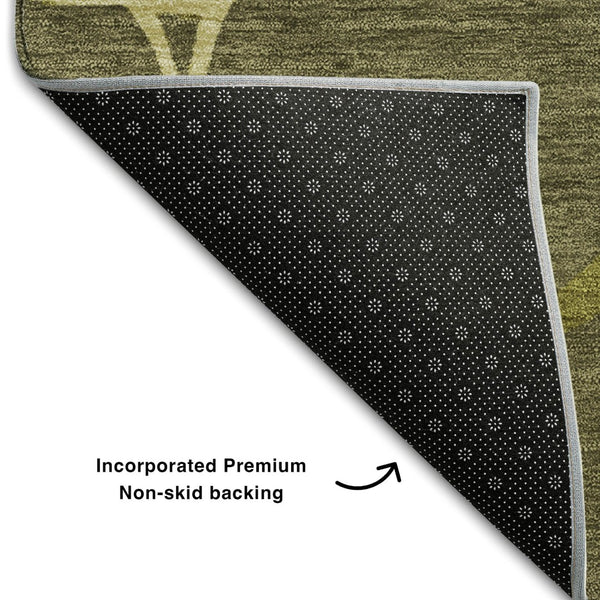 HomeRoots 8' X 10' Stylish Olive Green & Beige Abstract Geometric Area Rug - Washable, UV Protected & Durable! 682305