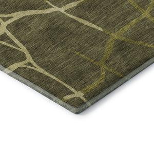 HomeRoots 8' X 10' Stylish Olive Green & Beige Abstract Geometric Area Rug - Washable, UV Protected & Durable! 682305