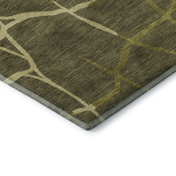 HomeRoots 8' X 10' Stylish Olive Green & Beige Abstract Geometric Area Rug - Washable, UV Protected & Durable! 682305