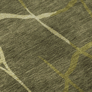 HomeRoots 8' X 10' Stylish Olive Green & Beige Abstract Geometric Area Rug - Washable, UV Protected & Durable! 682305