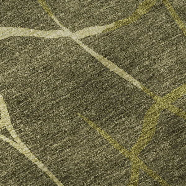 HomeRoots 8' X 10' Stylish Olive Green & Beige Abstract Geometric Area Rug - Washable, UV Protected & Durable! 682305