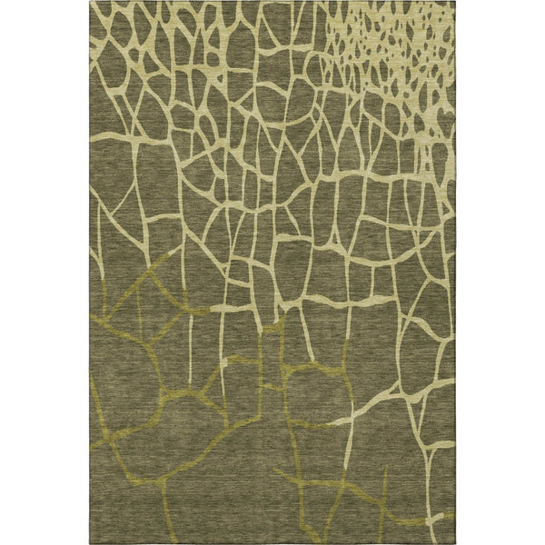 HomeRoots 8' X 10' Stylish Olive Green & Beige Abstract Geometric Area Rug - Washable, UV Protected & Durable! 682305
