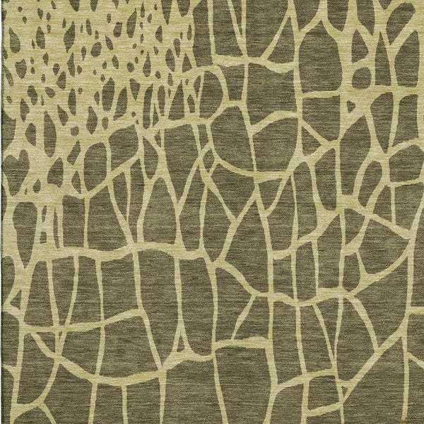 HomeRoots 10' Olive Green & Beige Abstract Geometric Area Rug – Washable, UV Protected, Stain Resistant Design! 682307