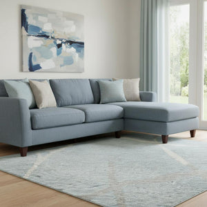 HomeRoots 8' X 10' Abstract Geometric Washable Area Rug in Sky Blue, Ivory & Gray - UV Protected & Stylish 682311