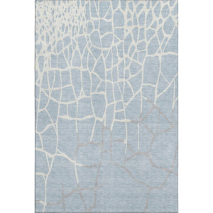 HomeRoots 9' X 12' Sky Blue and Ivory Abstract Geometric Area Rug - Washable, UV-Protected, Durable Design 682312