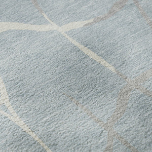 HomeRoots 9' X 12' Sky Blue and Ivory Abstract Geometric Area Rug - Washable, UV-Protected, Durable Design 682312